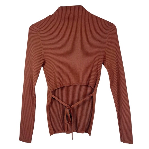 BABATON Medium Rust Brown Ribbed Long Sleeve Top Fitted Long Sleeve Shirt - Picture 5 of 8